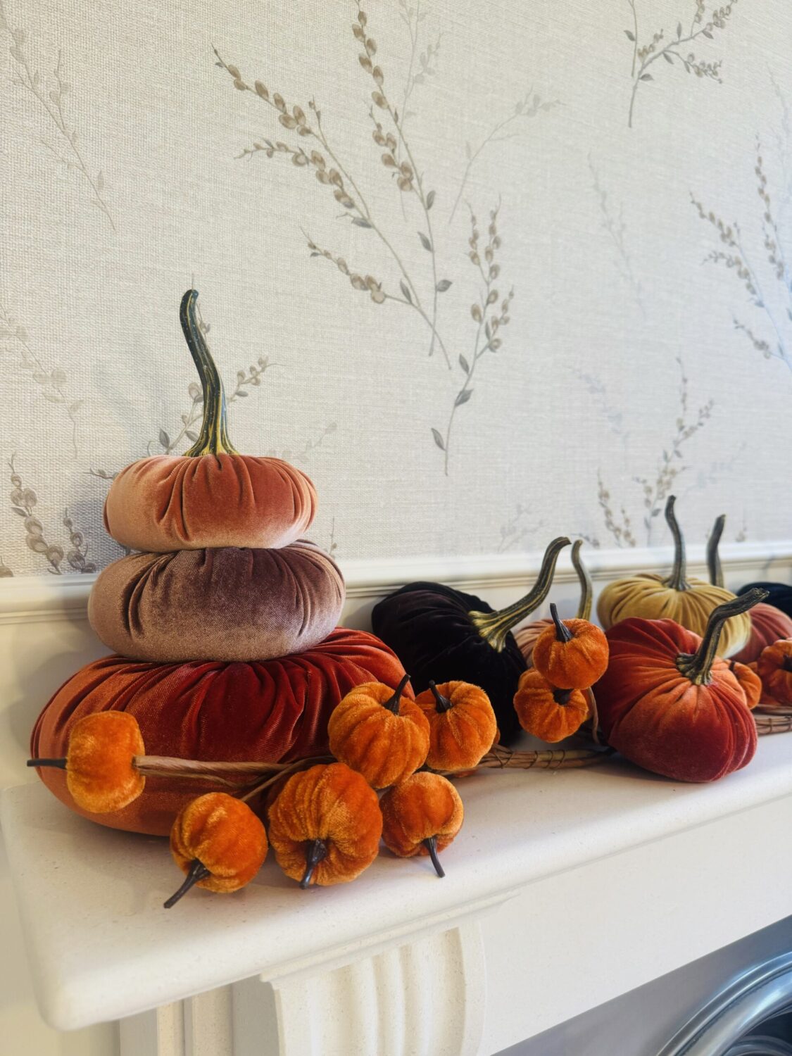 Decorative Stacked Velvet Pumpkins