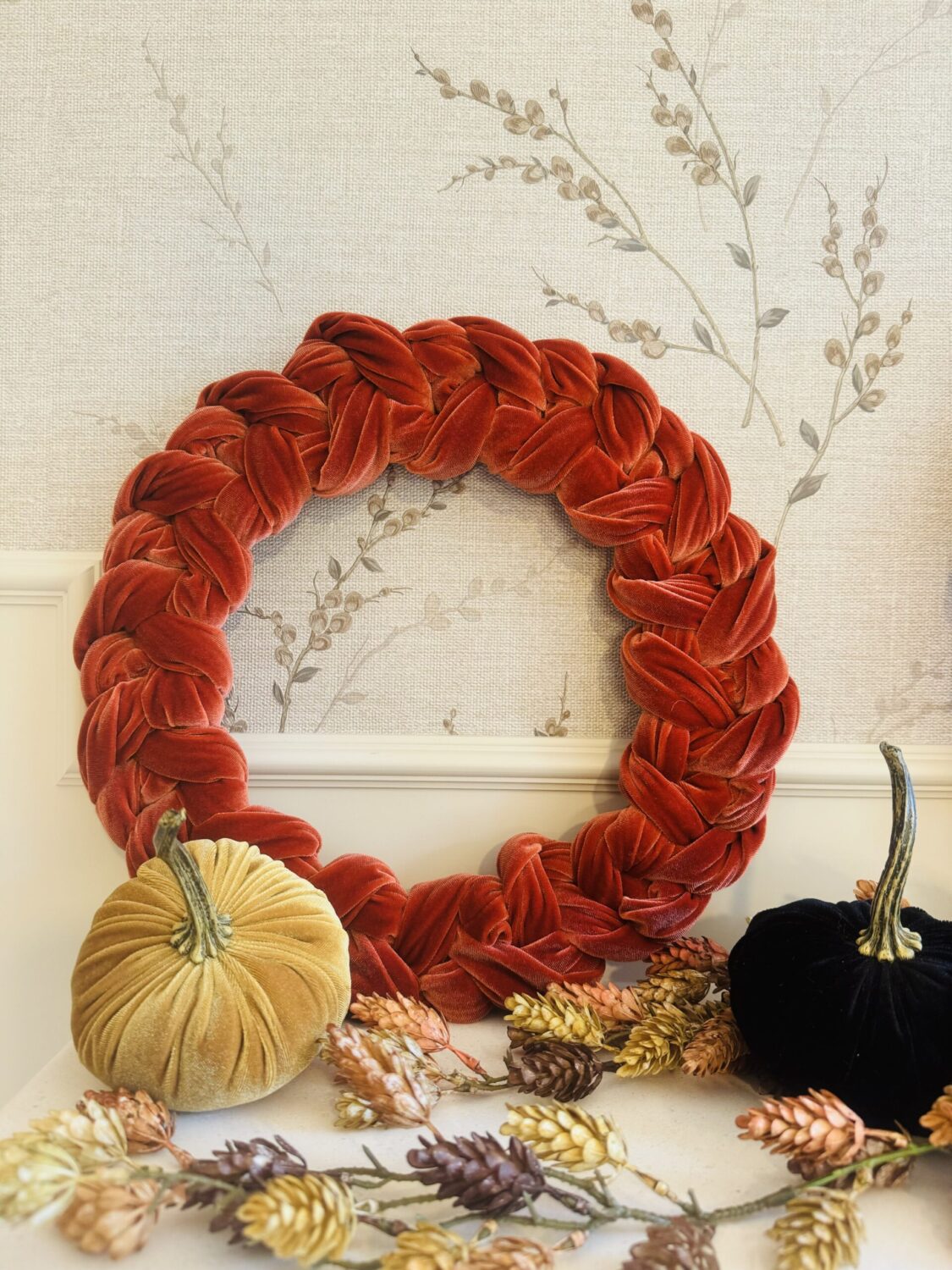 Large Woven Rust Velvet Wreath