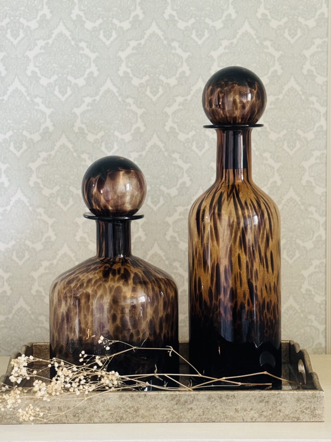 Tall Tortoise Shell Bottle with Ball Top