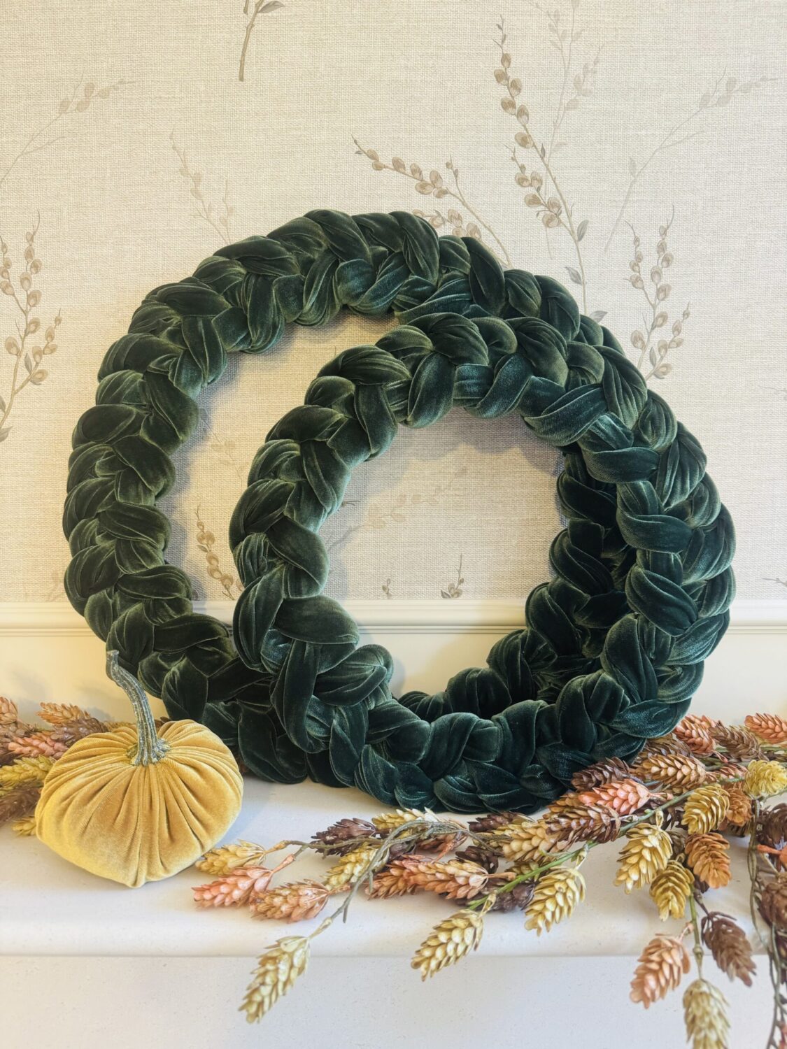 Large Woven Green Velvet Wreath