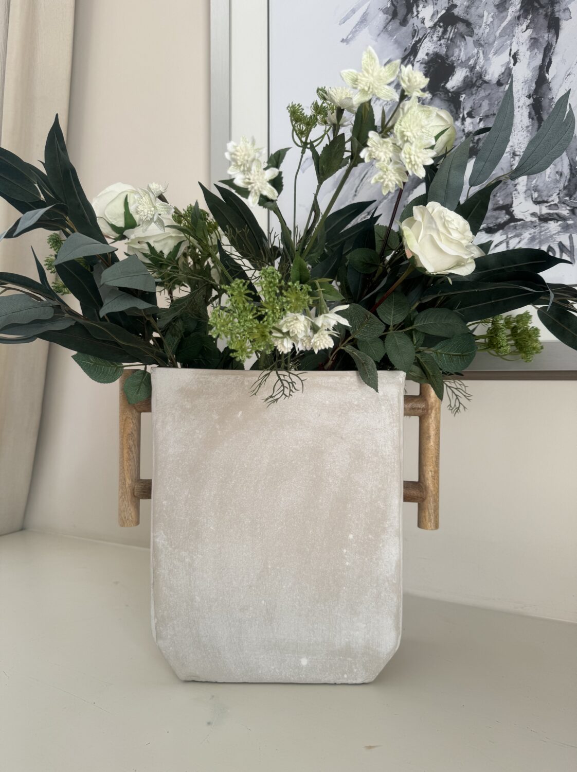 Large Vase with Wooden Handles