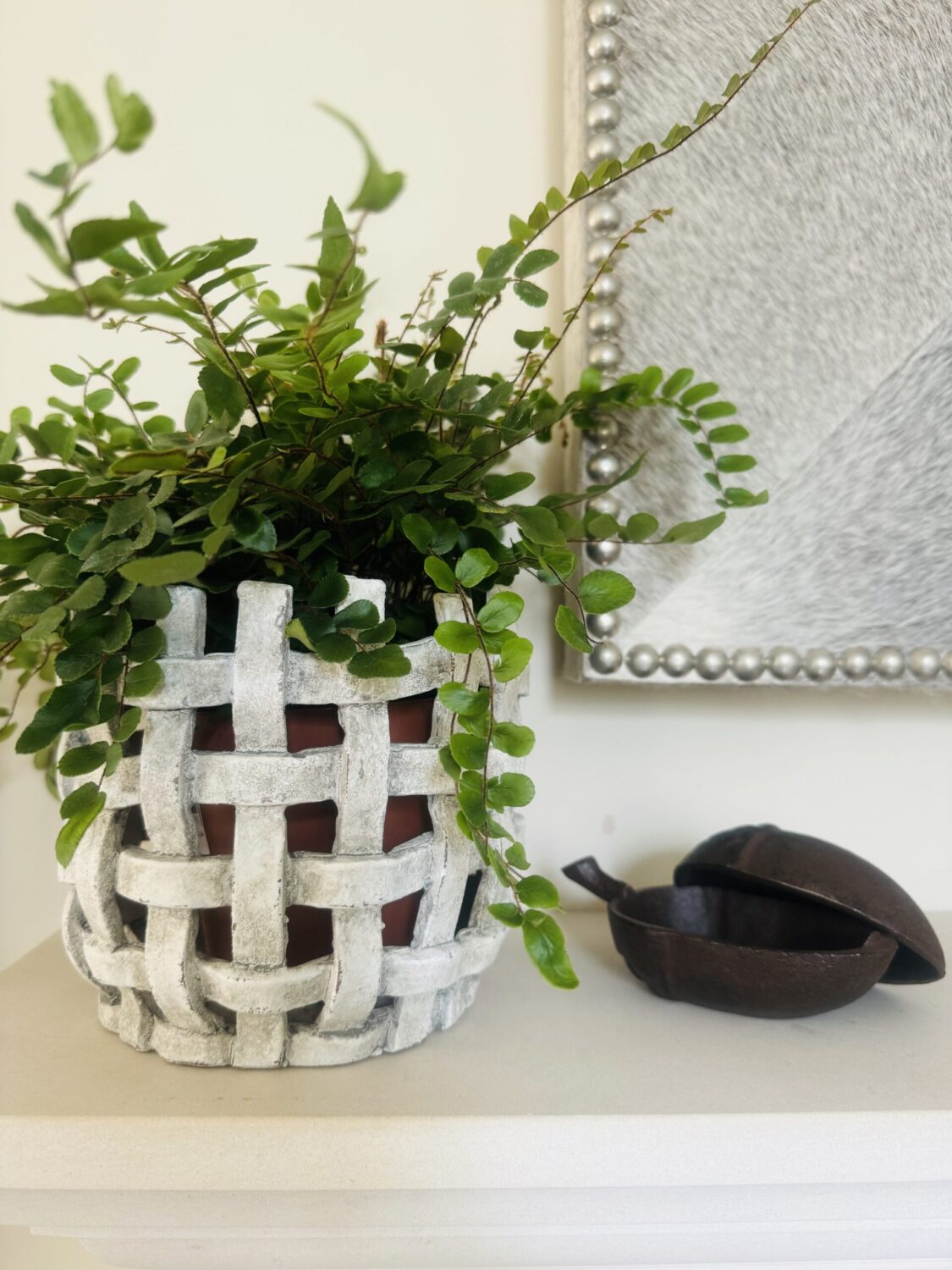 Small White Woven Effect Pot