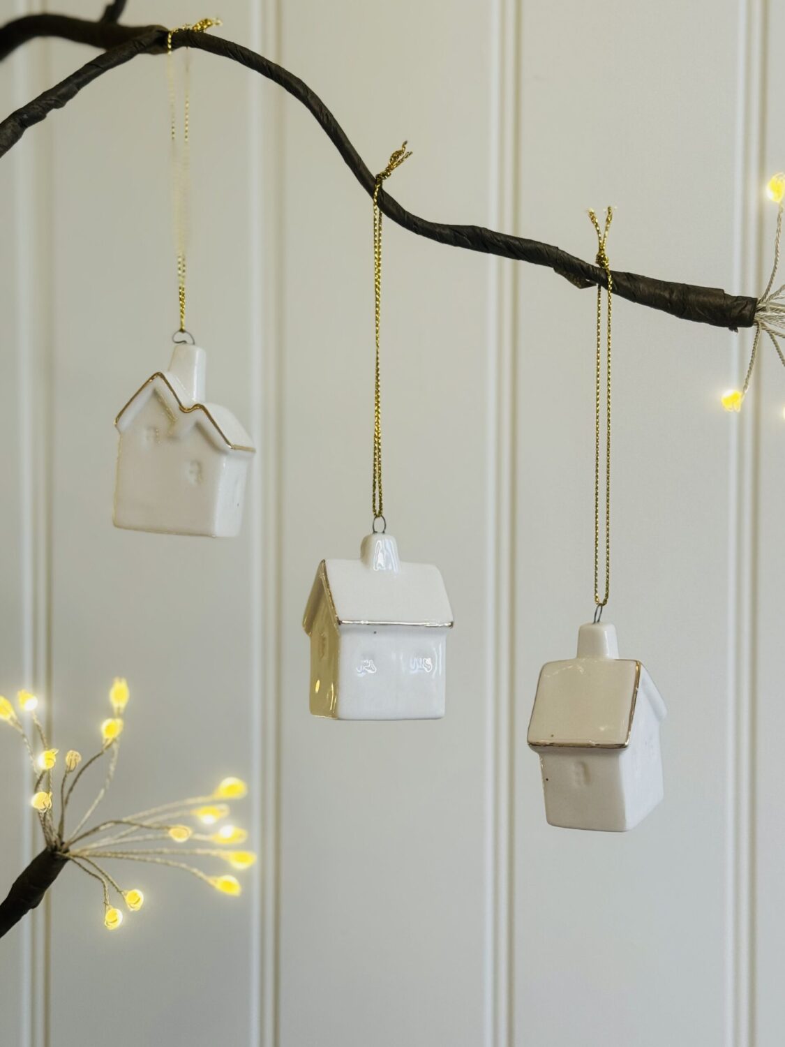 Set of 3 Little White Hanging Houses