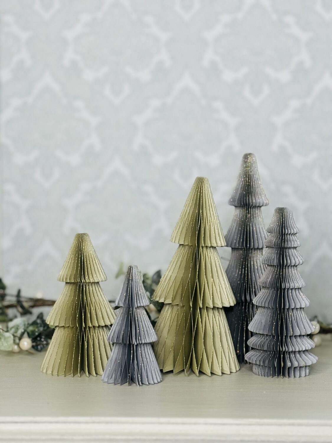 Set of 5 Neutral Honeycomb Paper Trees