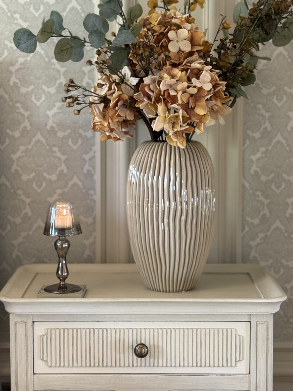 Yellow Hydrangeas and Eucalyptus Bouquet