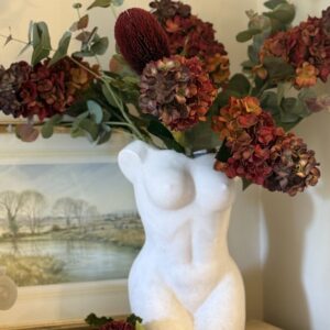 Burgundy Spear Hydrangeas and Eucalyptus Arrangement
